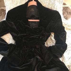 Armani Black Velvet Blazer with belt